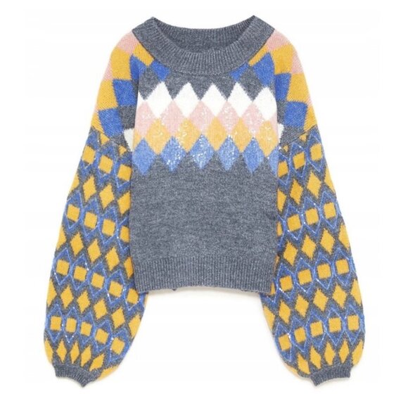 Zara Glittery Diamond Argyle Sweater - Picture 7 of 12